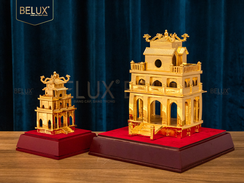 Mô hình Tháp Rùa bằng đồng mạ vàng 24k